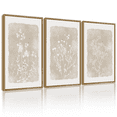 thumbnail image 1 of Drsoum Vintage Flower Wall Decor Minimalist Floral Artwork Ready to Hang Hallway Home Office 11x14in3pcs Natural Framed, 1 of 5