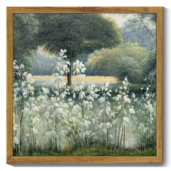 Drsoum Vintage Forest Landscape Canvas Wall Art Pond Classic Wall Prints Modern Farmhouse Kitchen Bathroom Office Decor 10x10in Natural Framed