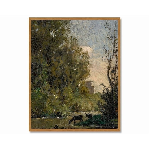Drsoum Vintage Forest Landscape Wall Art Rustic Retro Framed Nature Scenery Prints Farmhouse Classic Decorations for Home Office Bedroom 8x10in Natural Framed