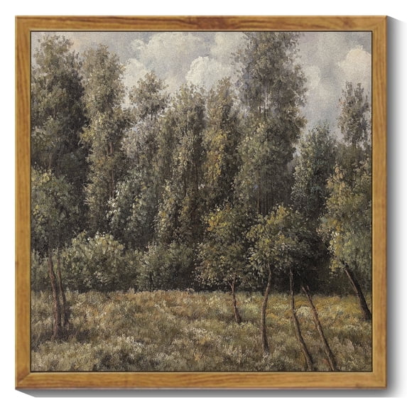 Drsoum Vintage Forest Scenery Home Decor Retro Woodland Landscape Canvas Wall Art Rustic Farmhouse Bathroom Office Decor 10x10in Natural Framed Frame