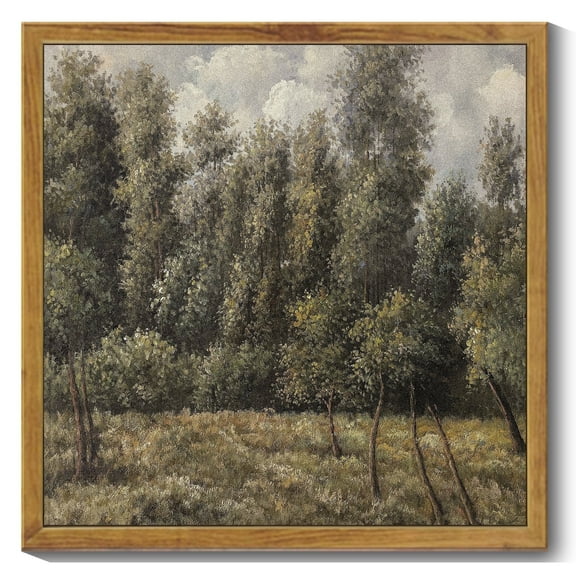 Drsoum Vintage Forest Scenery Home Decor Retro Woodland Landscape Canvas Wall Art Rustic Farmhouse Bathroom Office Decor 10x10in Natural Framed Frame