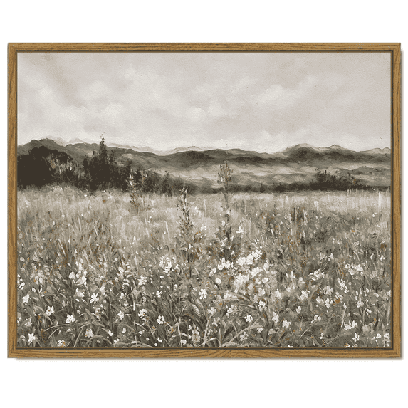 Drsoum Retro Farmhouse Boho Vintage Framed Canvas Wall Art Prints Meadow Flowers Painting 11x14in