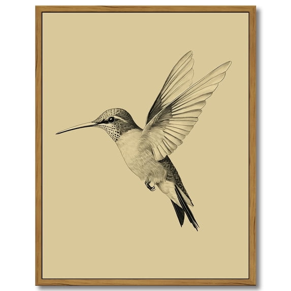 Drsoum Vintage Gold Wall Art for Living Room Birds Canvas Prints Home Decor Sketch Painting Picture Bedroom Wall Decor Gifts for Friends or Family Hummingbird 11x14in Brown Framed