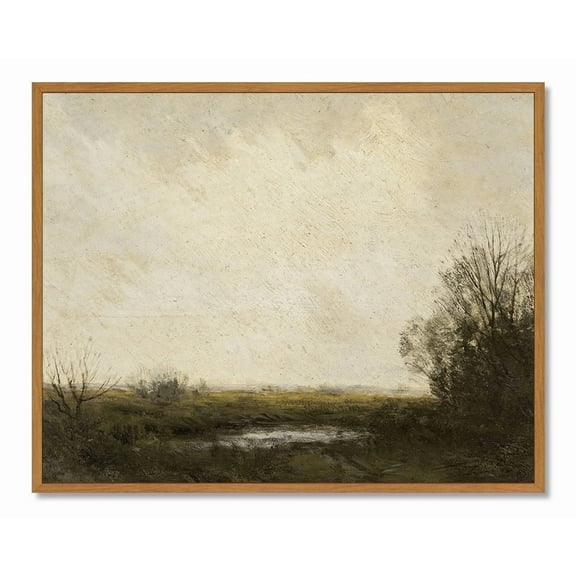 Drsoum Vintage Grassland Classic Canvas Wall Art Landscape Painting Modern Farmhouse Kitchen Office Decor 8x10in Natural Framed