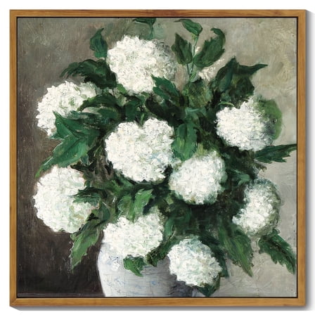 Drsoum Vintage Hydrangeas Canvas Wall Art 16x16in Natural Framed Flower Classic Wall Prints Modern Farmhouse Kitchen Bathroom Office Decor