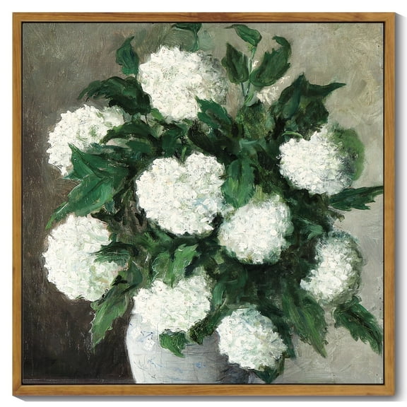 Drsoum Vintage Hydrangeas Canvas Wall Art 16x16in Natural Framed Flower Classic Wall Prints Modern Farmhouse Kitchen Bathroom Office Decor