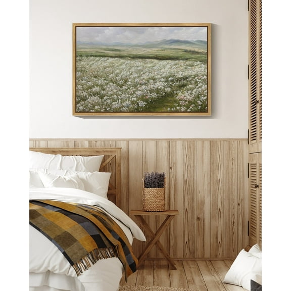 Drsoum Vintage Landscape 24x36in Brown Framed Artwork Wall Art Prairie in Full Bloom Classic Wall Prints Modern Farmhouse Decor