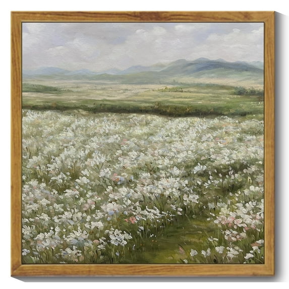 Drsoum Vintage Landscape Artwork Wall Art Prairie in Full Bloom Classic Wall Prints Modern Farmhouse Kitchen Bathroom Office Decor 10x10in Natural Framed