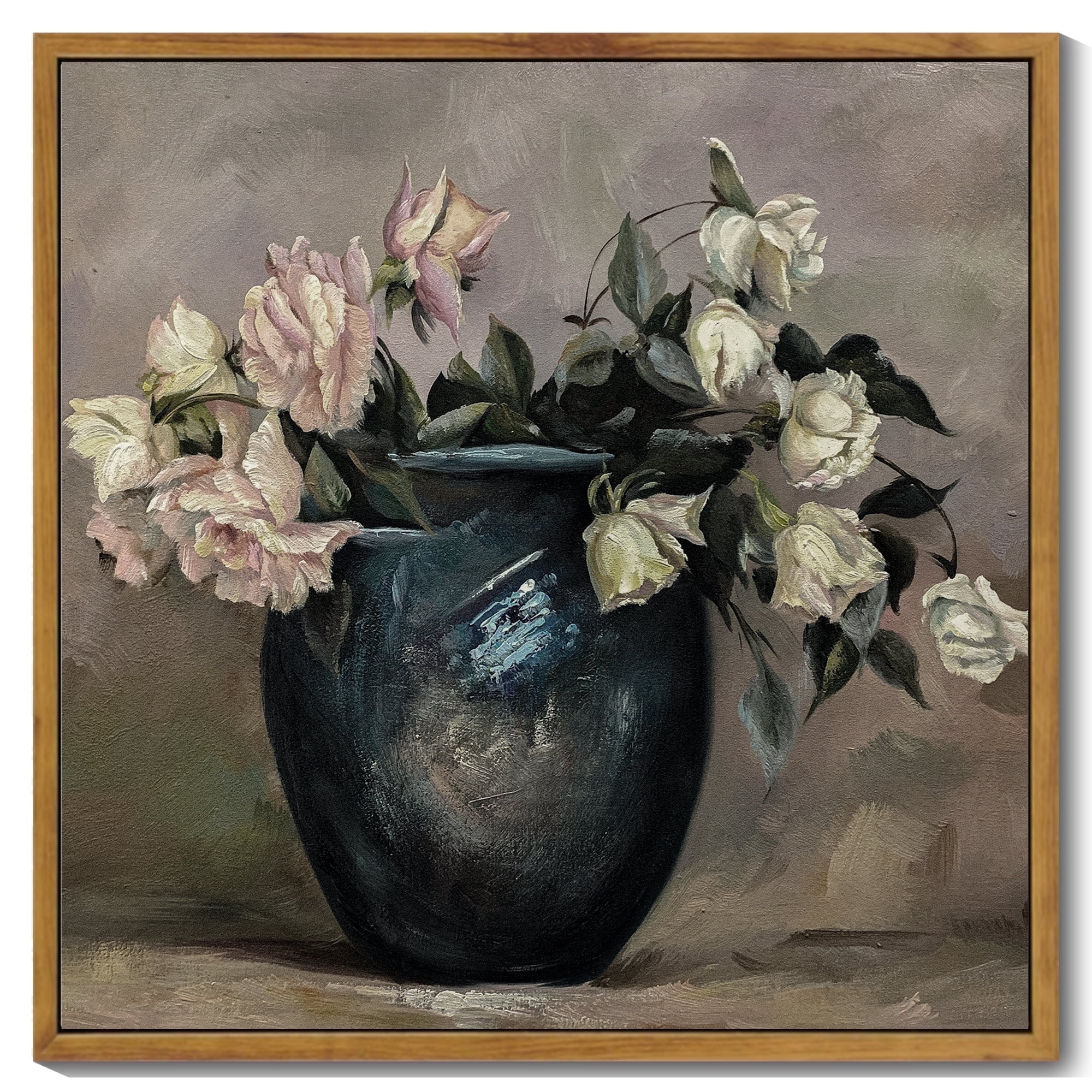 Drsoum Vintage Landscape Canvas Wall Art 16x16in Natural Framed Flower ...