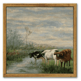 thumbnail image 1 of Drsoum Vintage Landscape Canvas Wall Art Cow Farm Classic Wall Prints Modern Farmhouse Bathroom Office Decor 10x10in Natural Framed, 1 of 5