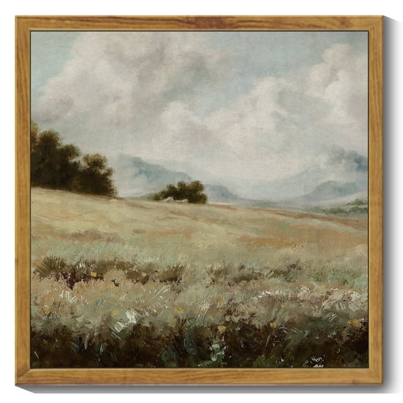 Drsoum Vintage Landscape Canvas Wall Art Grassland Classic Wall Prints Modern Farmhouse Kitchen Bathroom Office Decor 10x10in Natural Framed