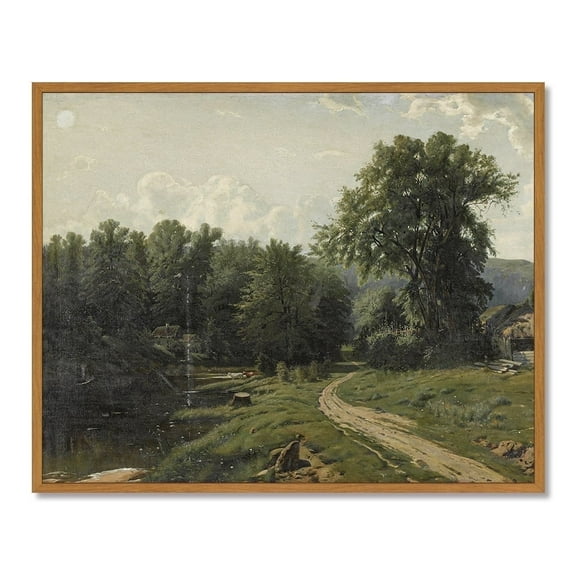 Drsoum Vintage Landscape Canvas Wall Art Home Decor Grassland Classic Wall Prints Farmhouse Bathroom Office Decor 8x10in Natural Framed