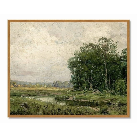 Drsoum Vintage Landscape Framed Canvas Wall Art Grassland Classic Painting Modern Farmhouse Kitchen Office Decor 8x10in Natural Framed