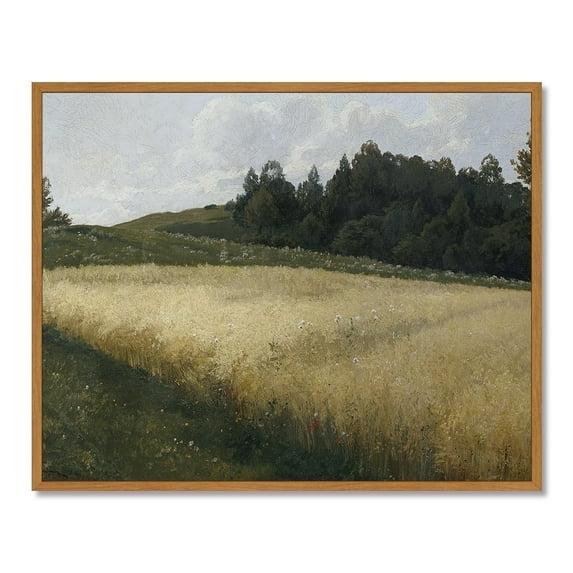 Drsoum Vintage Landscape Framed Canvas Wall Art Grassland Classic Wall Prints Farmhouse Bathroom Office Decor 8x10in Natural Framed