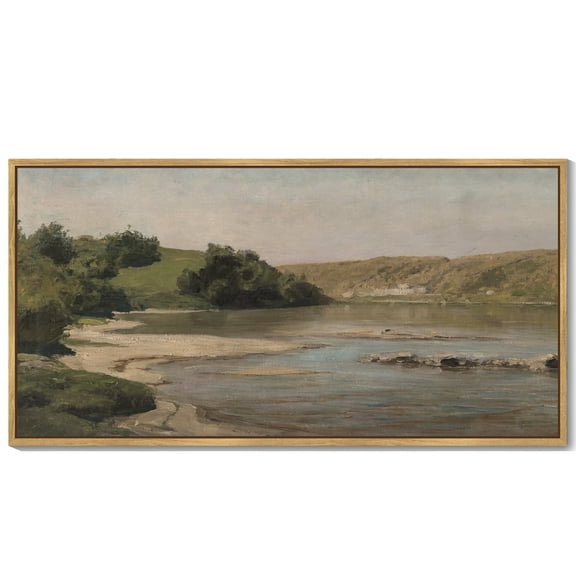 Drsoum Vintage Landscape Mountain River Decor for Bathroom Office Hallway Decor 8x16in Natural Framed