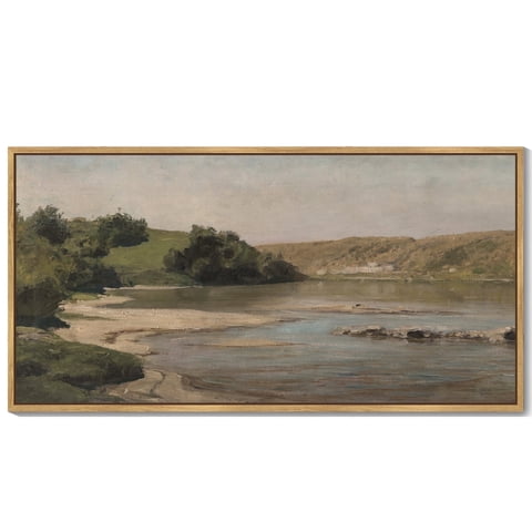 Drsoum Vintage Landscape Mountain River Decor for Bathroom Office Hallway Decor 8x16in Natural Framed