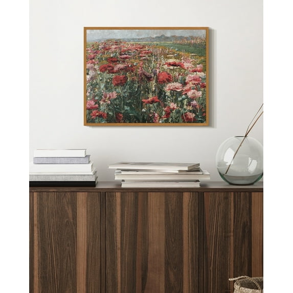 Drsoum Vintage Landscape Wall Art 11x14in Natural Framed Flower Field Wall Prints Classic Retro Farmhouse Rustic Decorations for Living Room Bedroom