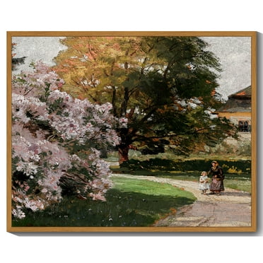 Drsoum Vintage Landscape Wall Art Classic Retro Blossoming Bush Wall Prints Farmhouse Kitchen Bathroom Office Decor - 8x10in Nature Framed