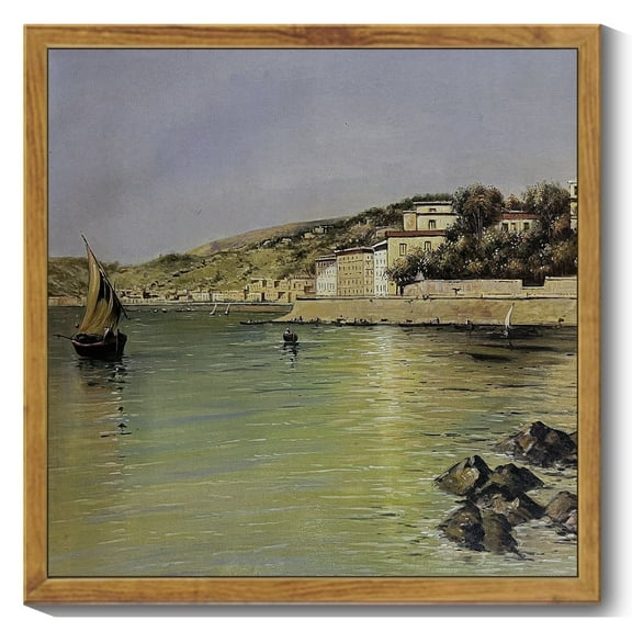 Drsoum Vintage Landscape Wall Art Classic Retro Seatown Prints Farmhouse Kitchen Bathroom Office Decor 10x10in Natural Framed