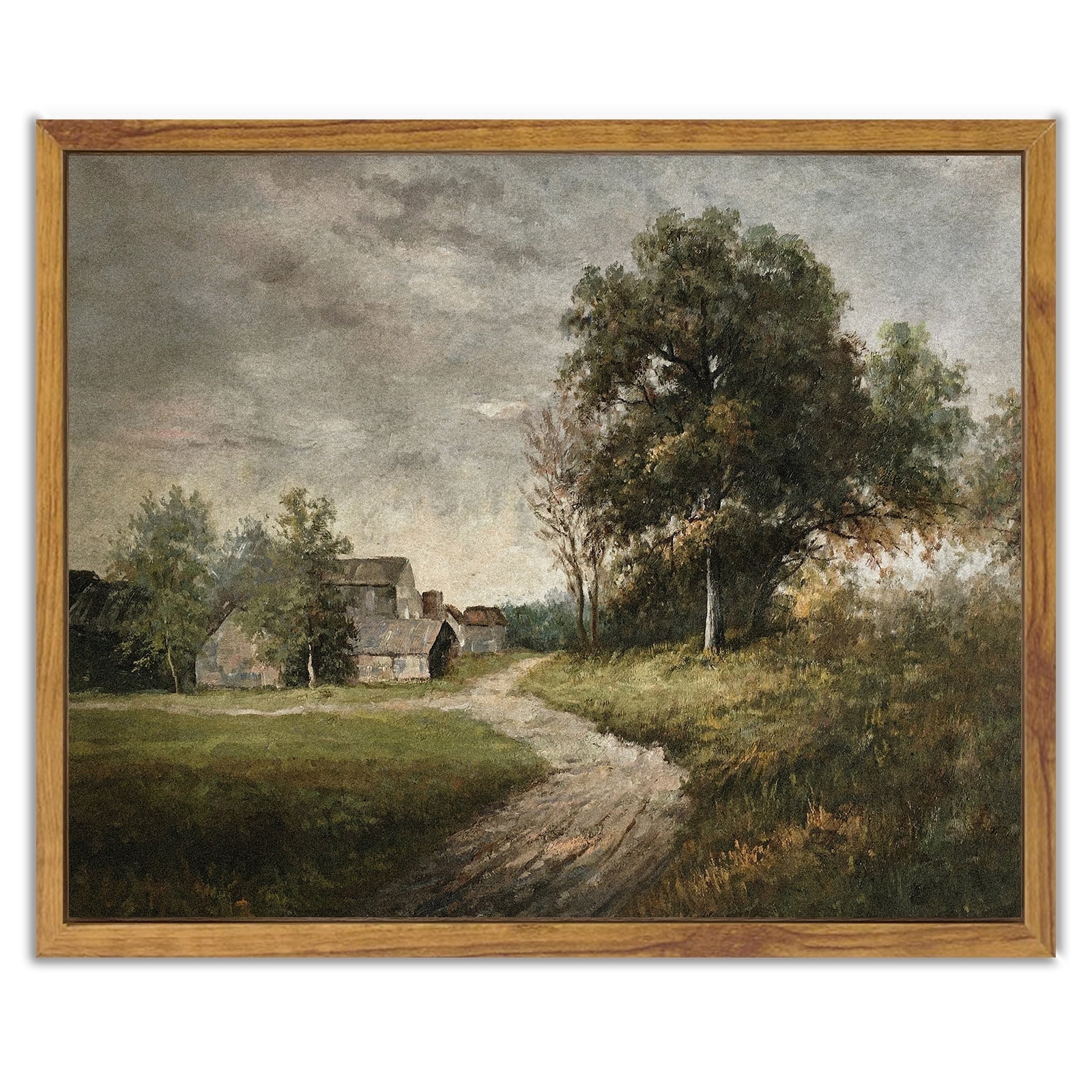 Vintage Landscape Canvas Print with Natural Wood Frame, 8x10