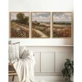 thumbnail image 1 of Drsoum Vintage Landscape Wall Art Countryside Meadow Wildflower Field Wall Prints Classic Retro Farmhouse Rustic Decorations for Office Bedroom 11x14in3pcs Natural Framed, 1 of 5