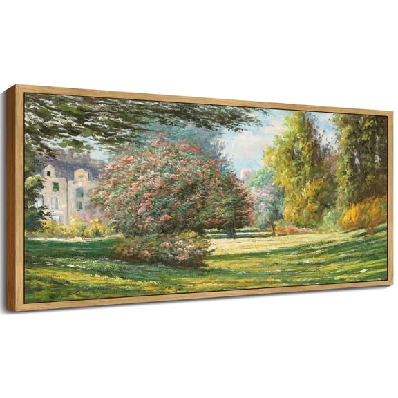 Drsoum Vintage Landscape Wall Art Flower Garden Wall Prints Classic Retro Farmhouse Rustic Decorations for Living Room Bedroom 8x16in Natural Framed