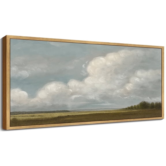 Drsoum Vintage Landscape Wall Art Grassland Wilderness Desert Wall Prints Classic Retro Farmhouse Rustic Decorations for Living Room Bedroom 8x16in Natural Framed