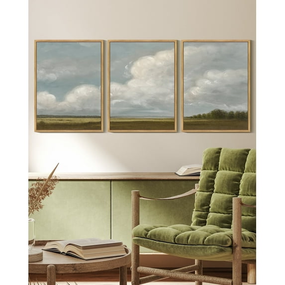 Drsoum Vintage Landscape Wall Art Grassland Wilderness Desert Wall Prints Classic Retro Farmhouse Rustic Decorations for Office Bedroom 11x14in3pcs Natural Framed