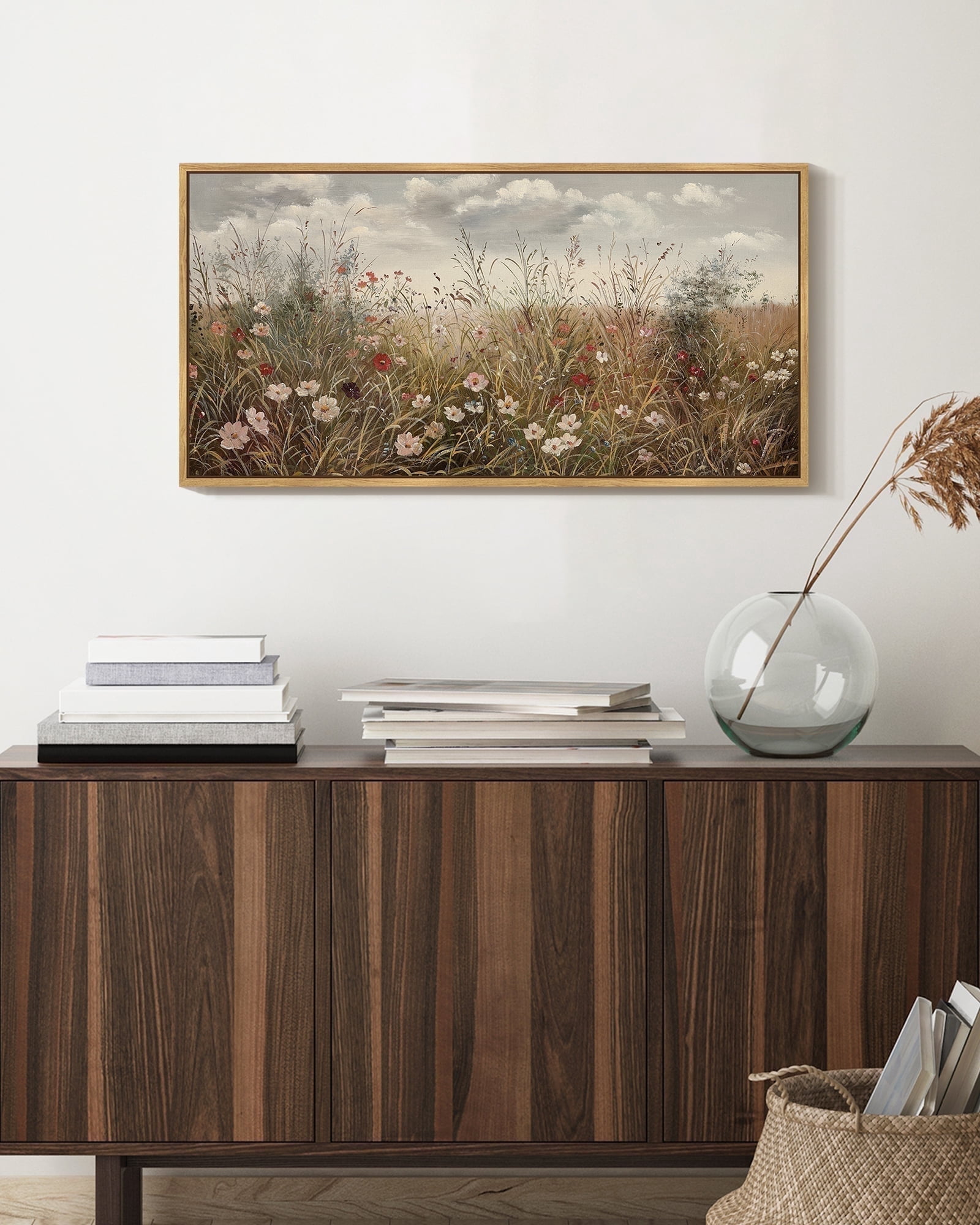 Drsoum Vintage Landscape Wall Art Meadow Wildflower Field Wall Prints ...