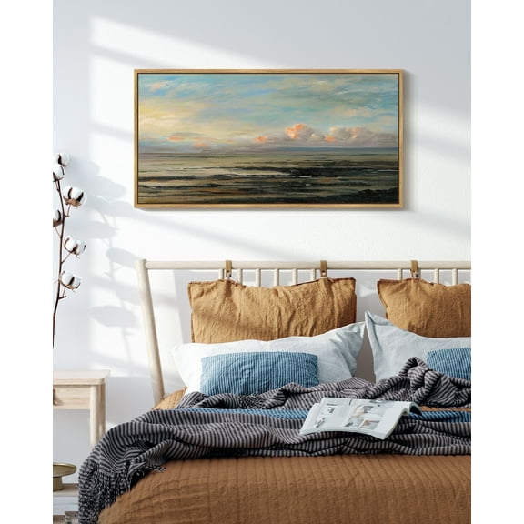 Drsoum Vintage Landscape Wall Art Retro Coastal Classic Paints Rustic Farmhouse Kitchen Bathroom Office Decor 8x16in Natural Framed