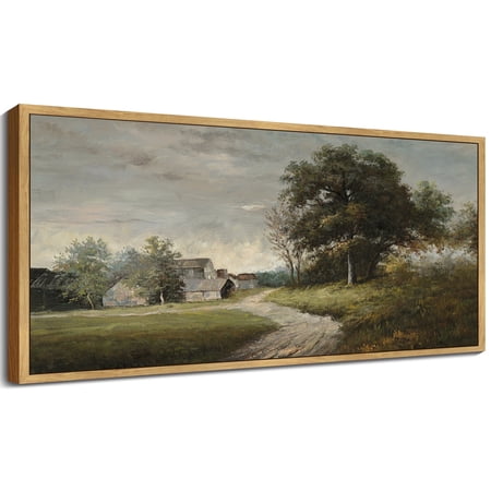 Drsoum Vintage Landscape Wall Art Rustic Farmhouse and French Country Decor for Living Room Kitchen Dining Room Hallway Bedroom 8x16in Natural Framed price history and forecast - Drsoum
