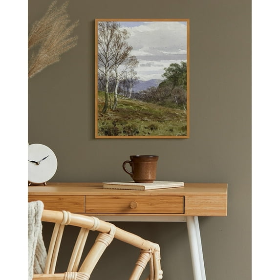 Drsoum Vintage Mountain Landscape Wall Art 11x14in Natural Framed Rustic Retro Nature Scenery Prints Classic Decorations for Living Room Bedroom