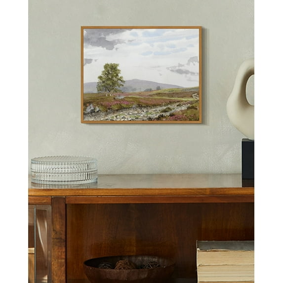 Drsoum Vintage Prairie Wildflower Wall Art 11x14in Natural Framed Rustic Retro Farmhouse Landscape Prints Classic Decorations for Living Room Bedroom