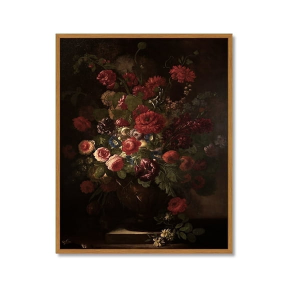 Drsoum Vintage Red Rose Floral Wall Prints Classic Retro Farmhouse Rustic Flower Art Decorations for Living Room Kitchen 8x10in Natural Framed