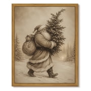 Drsoum Vintage Santa Claus Wall Art Rustic Christmas Tree Decor for Living Room 8x10 Inch Framed Canvas Prints