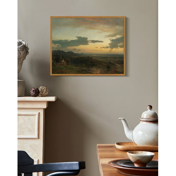 Drsoum Vintage Village Landscape Wall Art 11x14in Natural Framed Prints Classic Retro Farmhouse Rustic Decorations for Living Room Bedroom