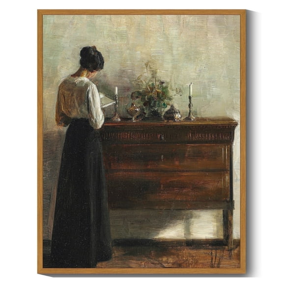 Drsoum Vintage Wall Art 11x14in Nature Framed Classic Moody Elegant Woman Stands Reading a Book Victorian Wall Prints Kitchen Bathroom Office Decor