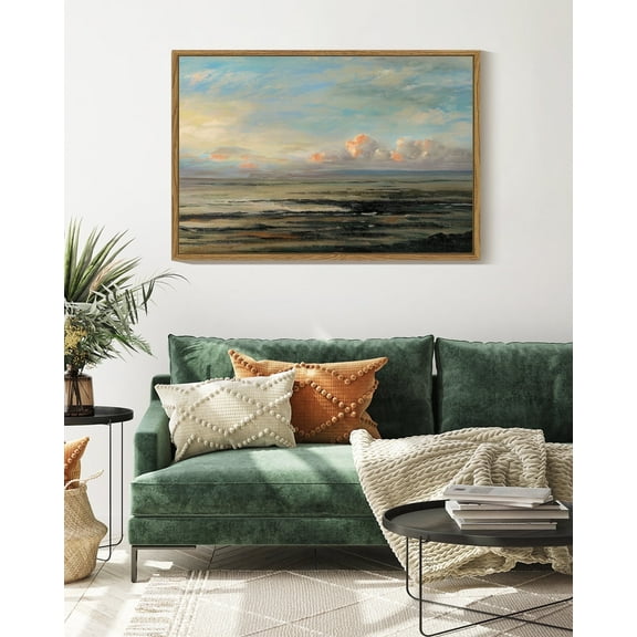 Drsoum Vintage Wall Art 16x24in Natural Framed Countryside Vast Field Grassland Artwork for Bathroom Office Kitch