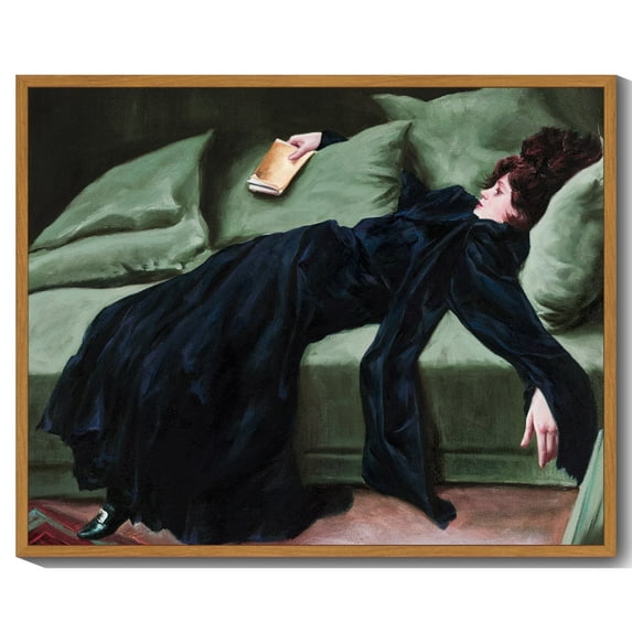 Drsoum Vintage Wall Art Classic Moody Decadent Young Woman After the Dance Victorian Wall Prints Kitchen Bathroom Office Decor - 8x10in Nature Framed