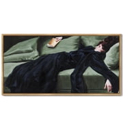 Drsoum Vintage Wall Art Classic Moody Decadent Young Woman After the Dance Victorian Wall Prints Kitchen Bathroom Office Decor 8x16in Natural Framed