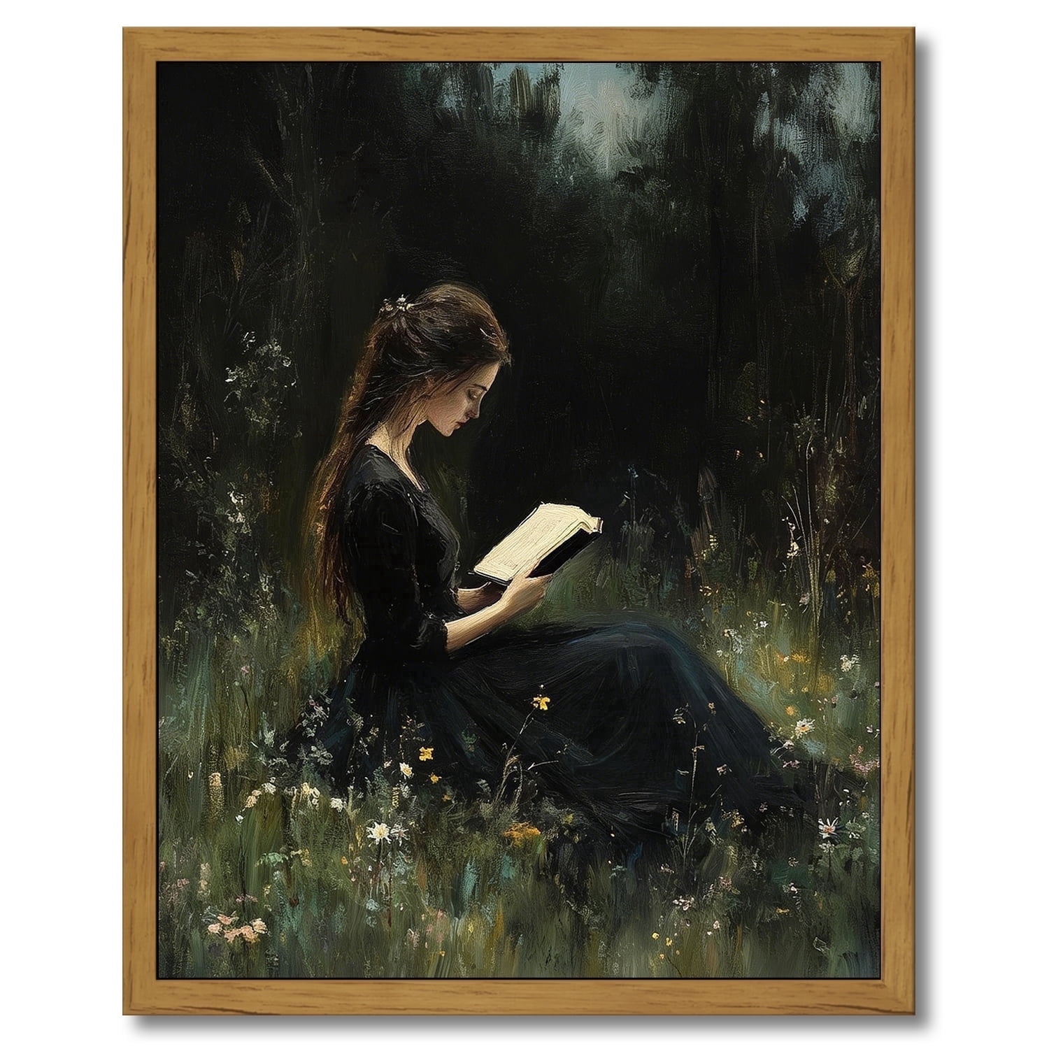 Drsoum Vintage Wall Art Classic Moody Elegant Woman Stands Reading a ...