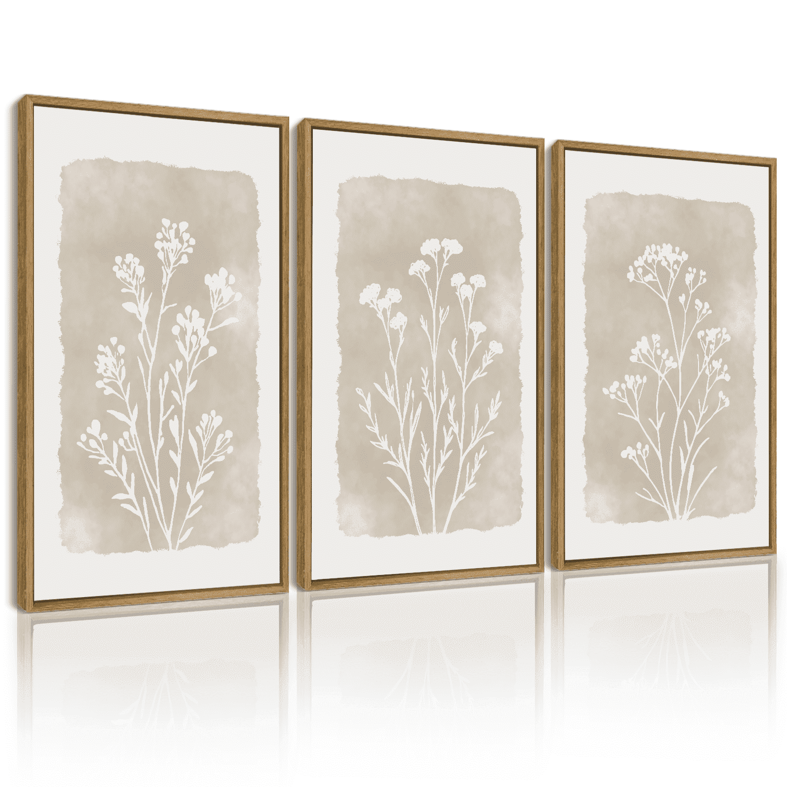Drsoum Vintage Wall Art Flower Decor Print Modern Rustic Farmhouse Home Office 11x14in3pcs Natural Framed