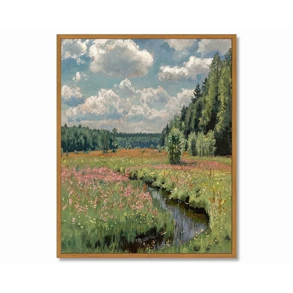 Drsoum Vintage Wall Art Flower Garden Wall Prints Landscape Classic Retro Farmhouse Rustic Decorations for Living Room Bedroom 8x10in Natural Framed