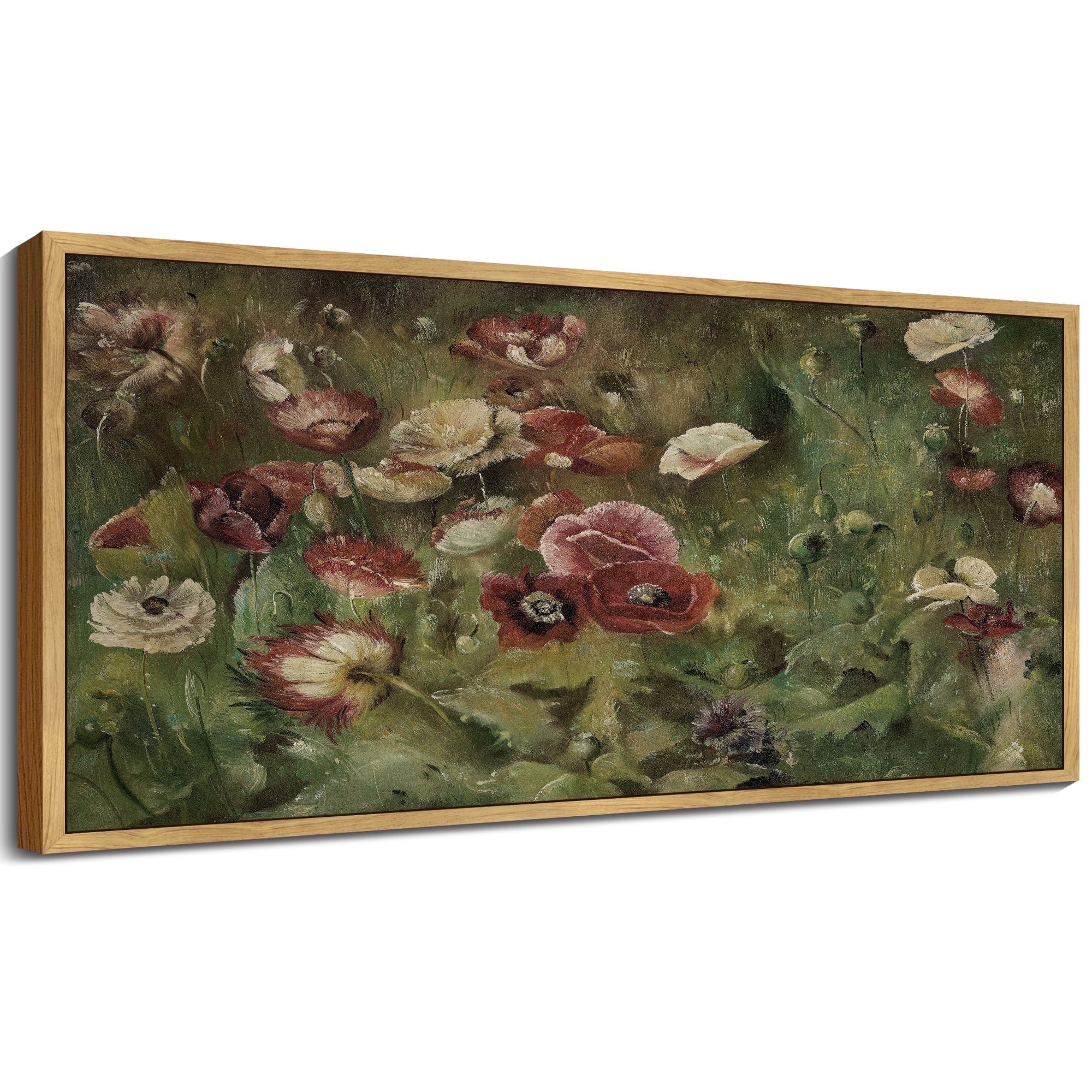 Drsoum Vintage Wall Art Poppies Flower Landscape Painting Retro Red ...
