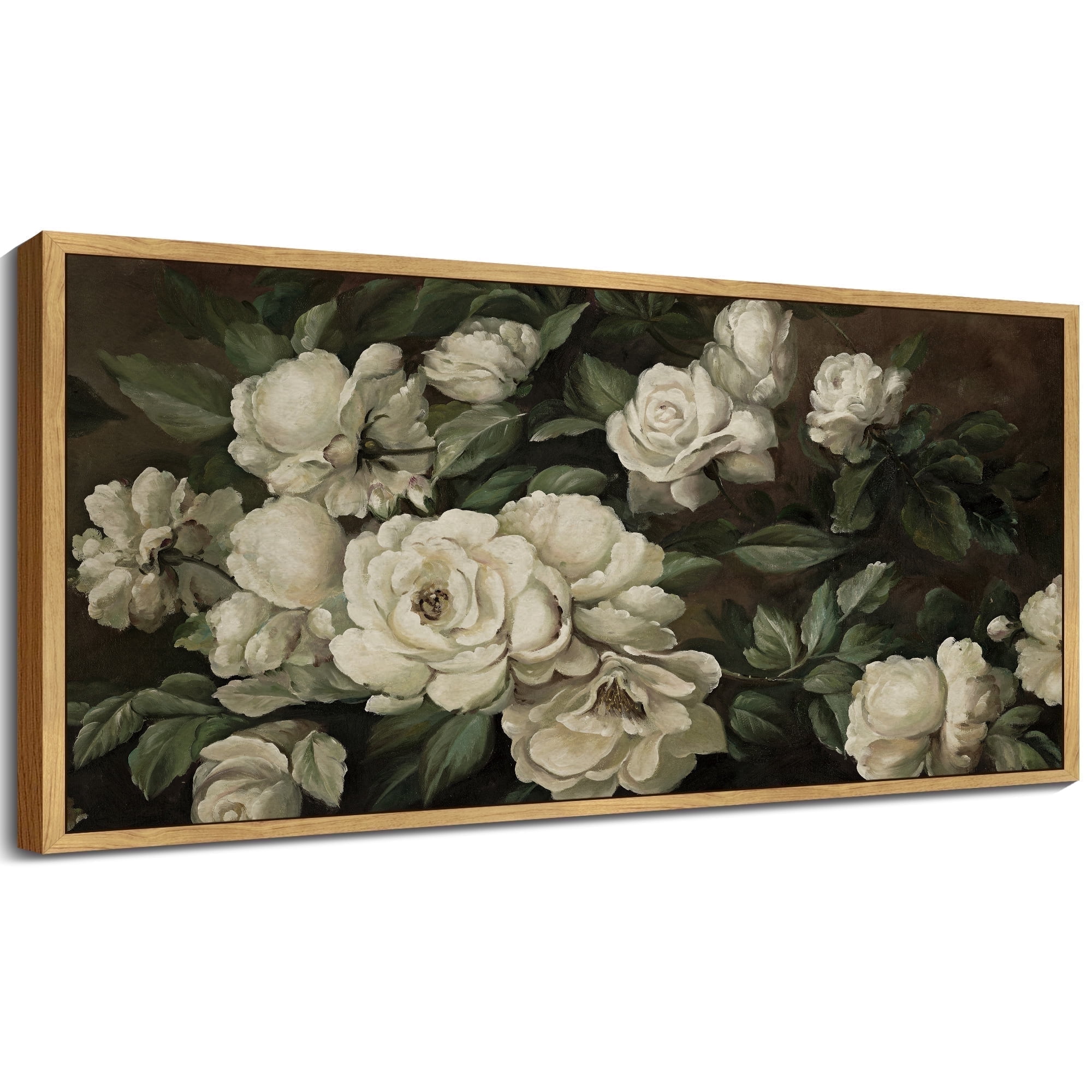 Drsoum Vintage Wall Art Rose Flower Landscape Painting Retro White ...
