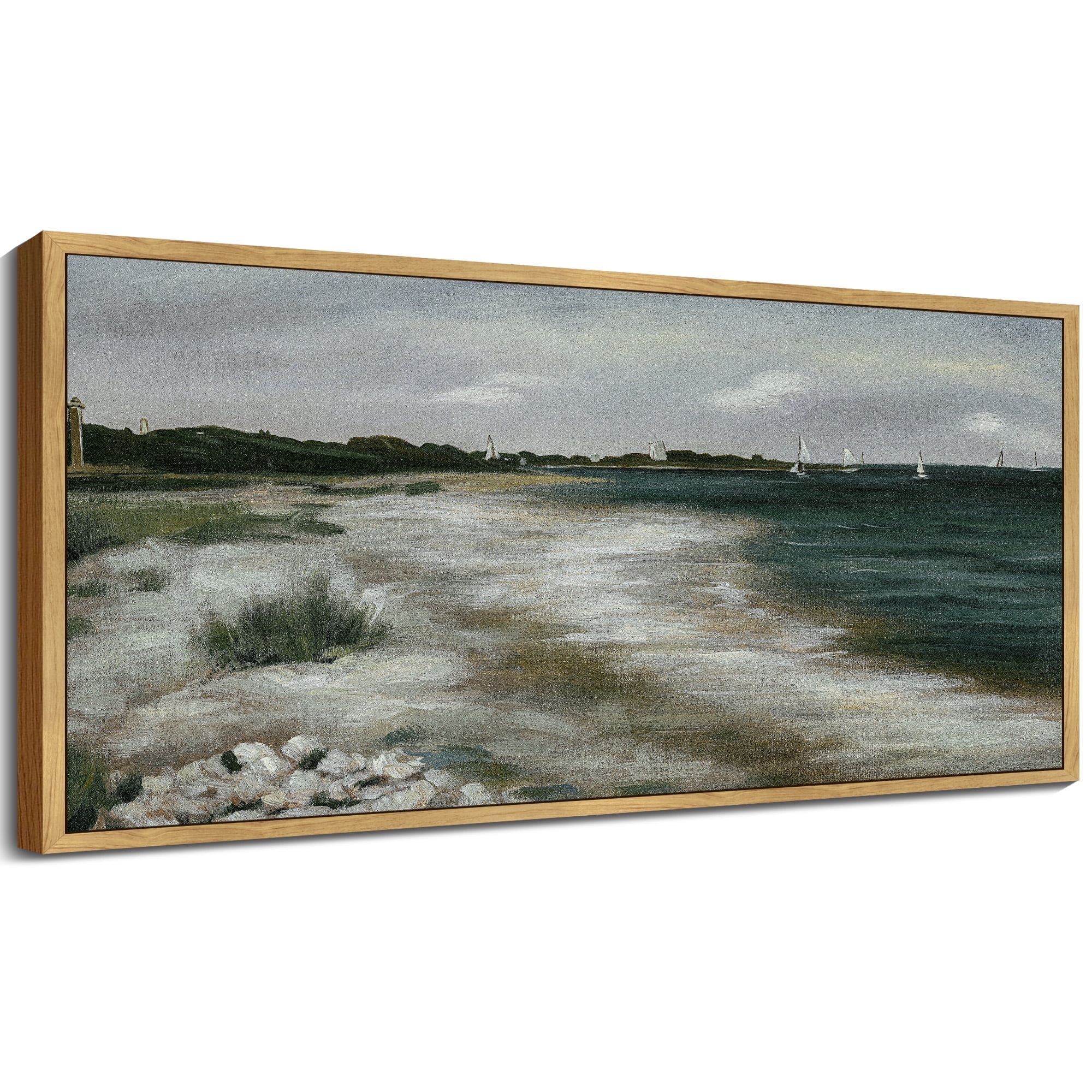 Image showcasing Drsoum Vintage Wall Art Seaside Coastal Landscape Painting Retro Beach ...