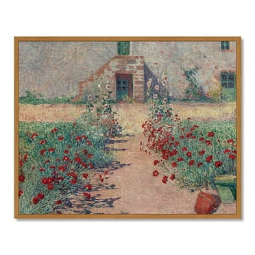 Drsoum Vintage Wildflower Landscape Wall Art Rustic Retro Framed Nature Scenery Prints Farmhouse Classic Decorations for Home Office Bedroom 8x10in Natural Framed