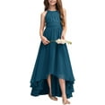 thumbnail image 1 of Drtj 2-14T A-Line Halter Asymmetrical Chiffon Junior Bridesmaid Dress Flower Girl Wedding Party Dress, 1 of 6