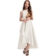 thumbnail image 1 of Drtj 2-14T Junior Flower Girl A-line Scoop Asymmetrical Satin Wedding Bridesmaid Cascading Ruffles Dress, 1 of 6