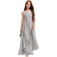 thumbnail image 1 of Drtj 2-14T Kids Teens A-Line Halter Neck Cascading Chiffon Junior Flower Girl Wedding Party Formal Bridesmaid Dress, 1 of 6